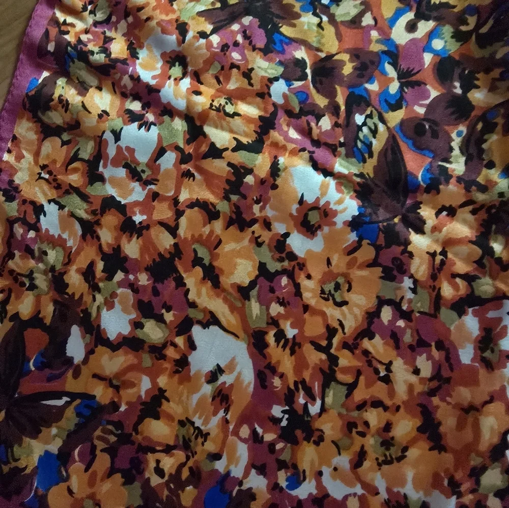 Floral Heart Butterfly Silk Scarf